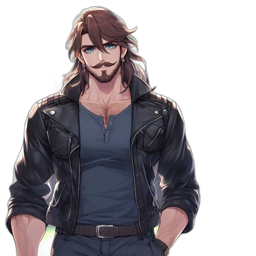 jacket, concept art, anime, pixel art, fantasy art, dark, animated, man transparent PNG cut-out