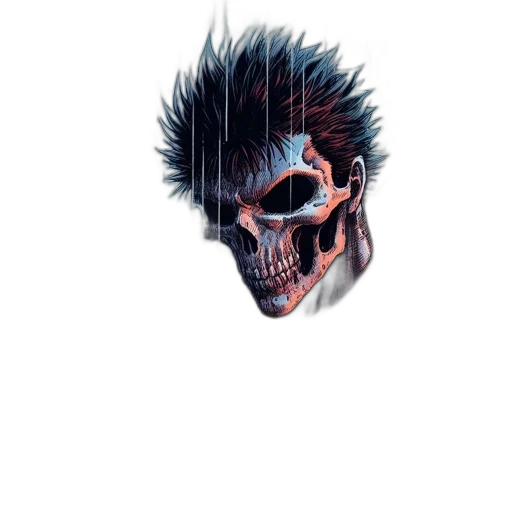 mask, face, hair, creature, concept art, comic book art, photorealistic, pixel art transparent PNG cut-out
