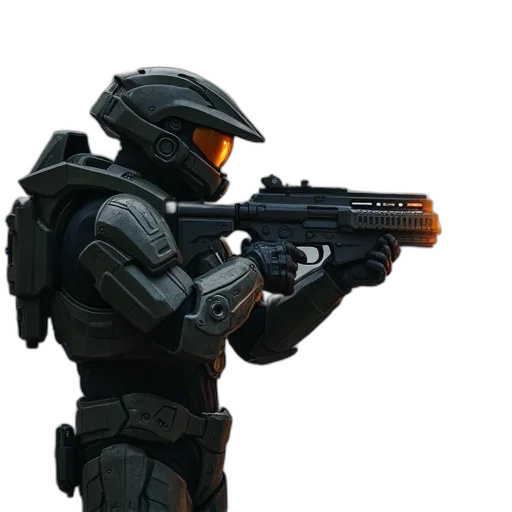 robot, weapon, staff, concept art, 3d render, pixel art, cyberpunk, halo transparent PNG cut-out