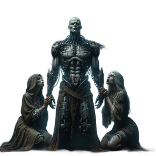 creature, concept art, fantasy art, comic book art, 3d render, dark, central, metallic transparent PNG cut-out