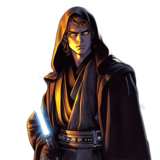 staff, jacket, sword, concept art, fantasy art, comic book art, pixel art, anakin transparent PNG cut-out