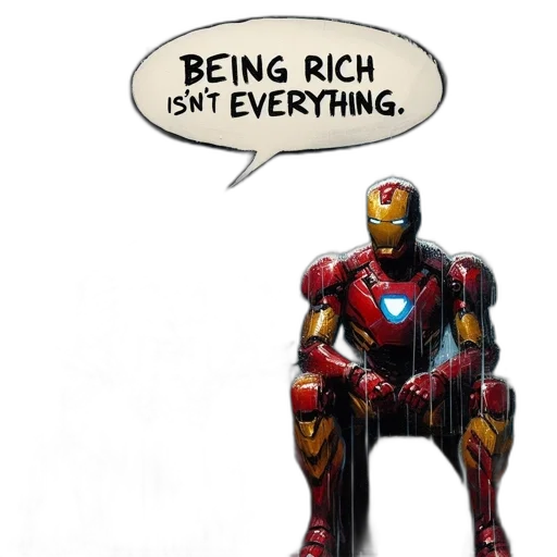 robot, comic book art, concept art, batman, iron, man, sit, together transparent PNG cut-out