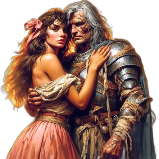 sword, fantasy art, concept art, comic book art, oil painting, fire, underwater, sunset transparent PNG cut-out