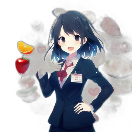 food, staff, anime, pixel art, concept art, cartoon, monochrome, girl transparent PNG cut-out