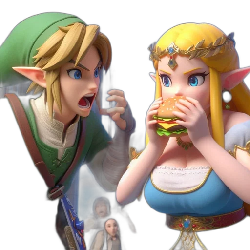 food, dress, concept art, 3d render, two, iconic, characters, legend transparent PNG cut-out