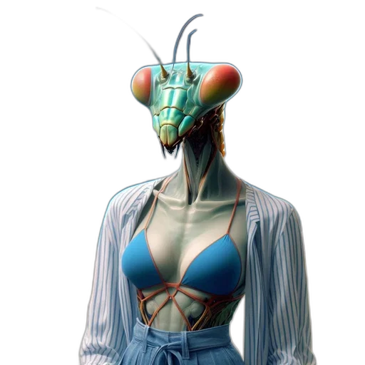 robot, mask, dress, creature, concept art, vaporwave, 3d render, cyberpunk transparent PNG cut-out