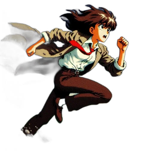 jacket, staff, weapon, sword, concept art, pixel art, comic book art, anime transparent PNG cut-out