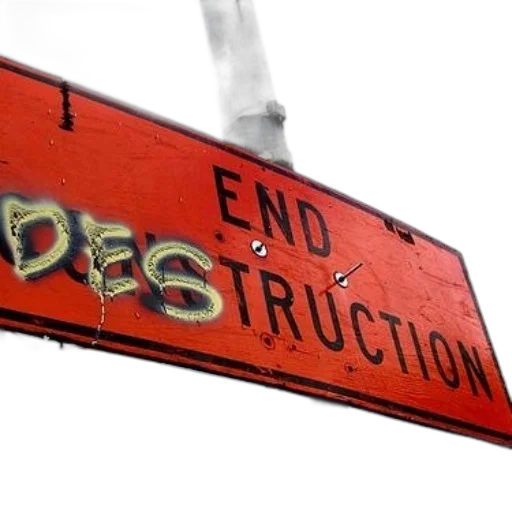 red, sign, word, end, destruction, spray, painted transparent PNG cut-out