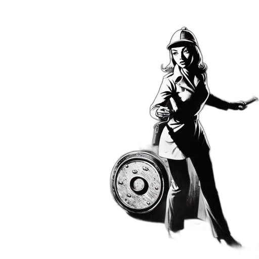 weapon, staff, car, jacket, comic book art, concept art, cartoon, photorealistic transparent PNG cut-out