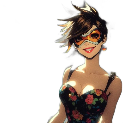 mask, dress, face, flower, anime, concept art, cartoon, comic book art transparent PNG cut-out