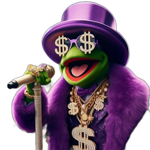 animal, jewelry, jacket, hat, concept art, kermit, frog, dresses transparent PNG cut-out