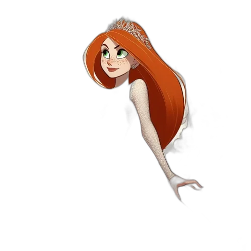 crown, dress, hair, staff, cartoon, concept art, fantasy art, 3d render transparent PNG cut-out
