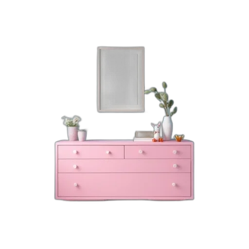 furniture, jewelry, 3d render, photorealistic, pastel, childs, bedroom, pink transparent PNG cut-out