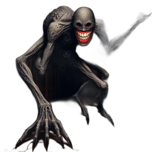 creature, animal, staff, mask, concept art, fantasy art, eerie, grotesque transparent PNG cut-out