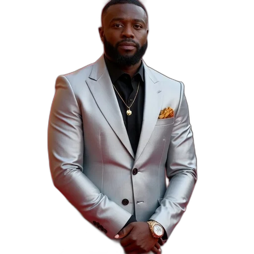jacket, man, silver, suit, black, shirt, gold, pocket transparent PNG cut-out