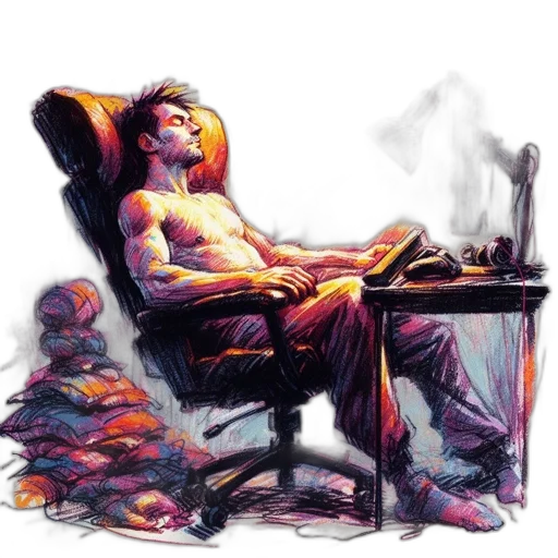 furniture, concept art, oil painting, comic book art, photorealistic, fire, neon lights, night transparent PNG cut-out