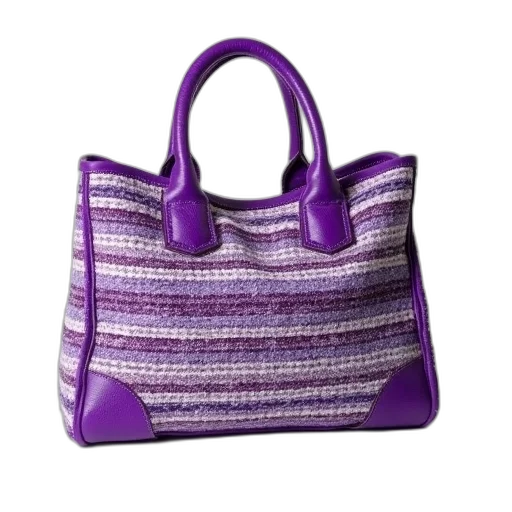 purple, white, tweed, handbag transparent PNG cut-out