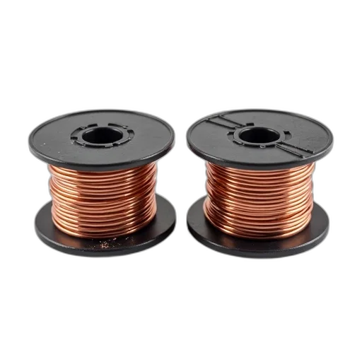 jewelry, two, spools, copper, wire, placed, side, white transparent PNG cut-out