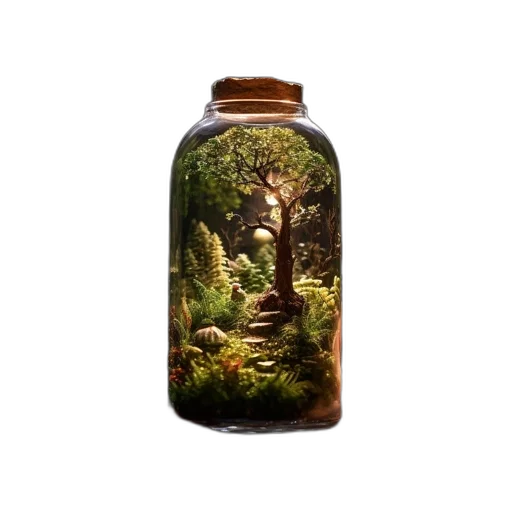bottle, dress, photorealistic, 3d render, oil painting, fantasy art, forest, underwater transparent PNG cut-out