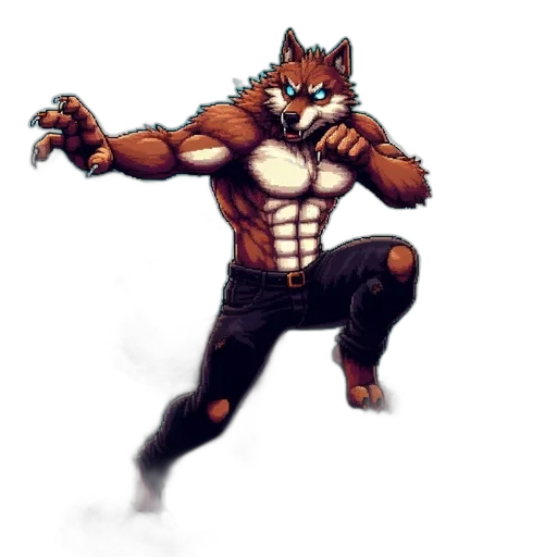 animal, staff, creature, pixel art, concept art, fantasy art, comic book art, intense transparent PNG cut-out
