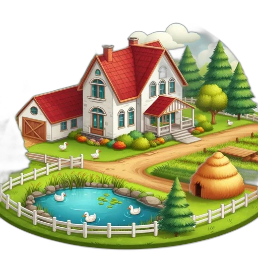 building, 3d render, concept art, photorealistic, pixel art, forest, rain, fog transparent PNG cut-out