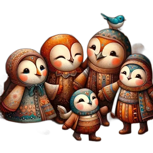 fantasy art, concept art, 3d render, oil painting, snow, earth tones, anthropomorphized, owl transparent PNG cut-out