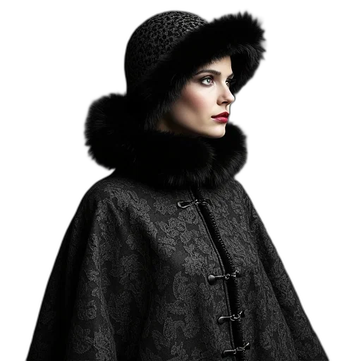 jacket, hat, photorealistic, dark transparent PNG cut-out