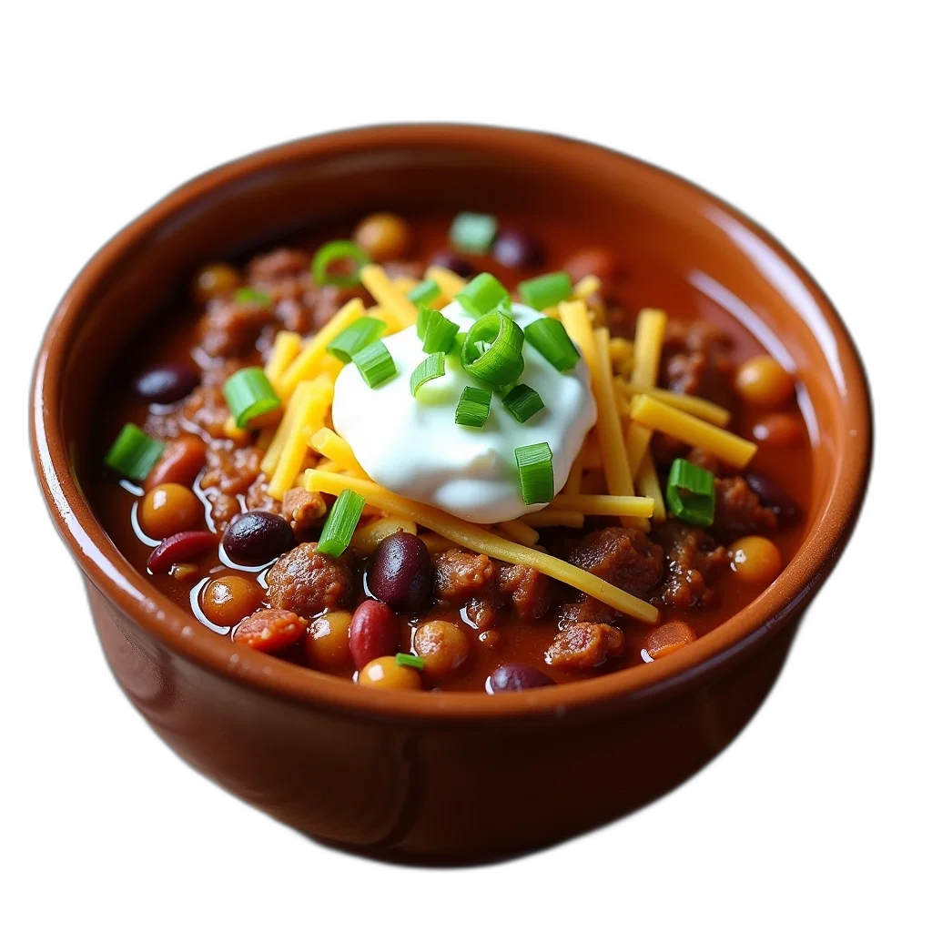 food, photorealistic, 3d render, bowl, chili, dollop, sour, cream transparent PNG cut-out