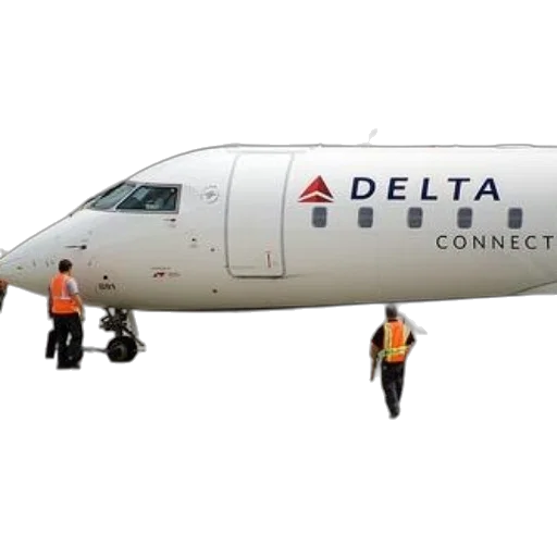staff, delta, airplane, tarmac, ground, crew, orange, vests transparent PNG cut-out