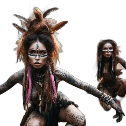 hair, staff, jewelry, animal, concept art, fantasy art, photorealistic, group transparent PNG cut-out