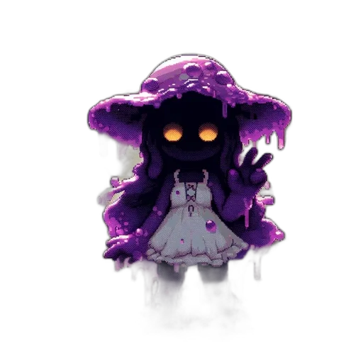 creature, crown, staff, umbrella, pixel art, concept art, 3d render, fantasy art transparent PNG cut-out