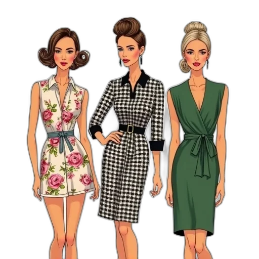 dress, cartoon, concept art, photorealistic, earth tones, fashion, illustration, three transparent PNG cut-out