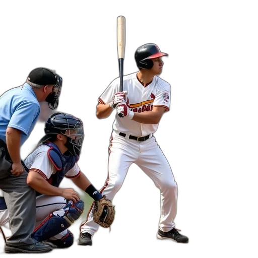 weapon, baseball, player, bat, holding, preparing, swing, catcher transparent PNG cut-out