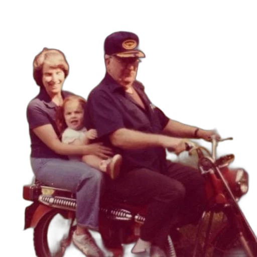 hat, car, family, rides, red, motorcycle, 1970s transparent PNG cut-out