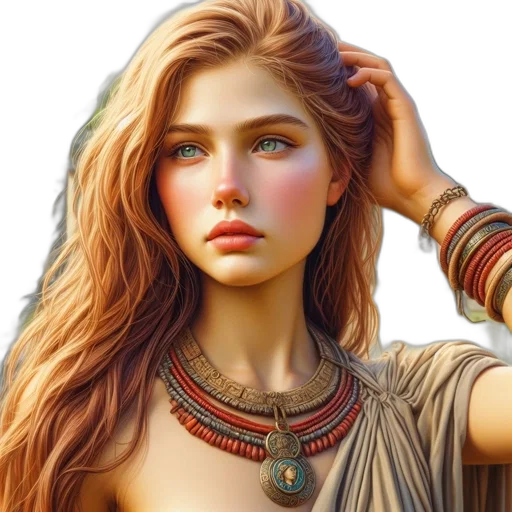 jewelry, face, crown, dress, fantasy art, photorealistic, concept art, 3d render transparent PNG cut-out