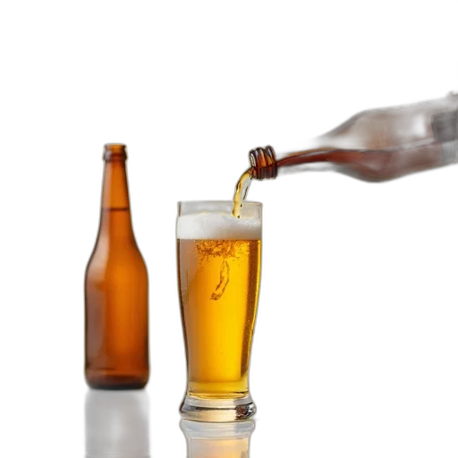 bottle, weapon, 3d render, photorealistic, glass, filled, beer, reflective transparent PNG cut-out