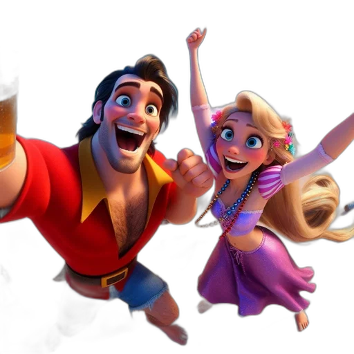 3d render, concept art, fantasy art, animated, couple, beach, setting, exuberantly transparent PNG cut-out