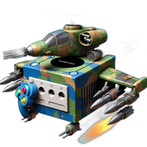 weapon, robot, concept art, 3d render, pixel art, imaginative, transformation, portrays transparent PNG cut-out