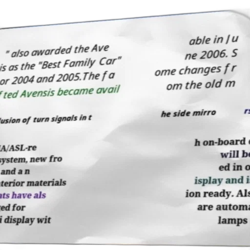 text, image, about, changes, made, avensis, car, model transparent PNG cut-out