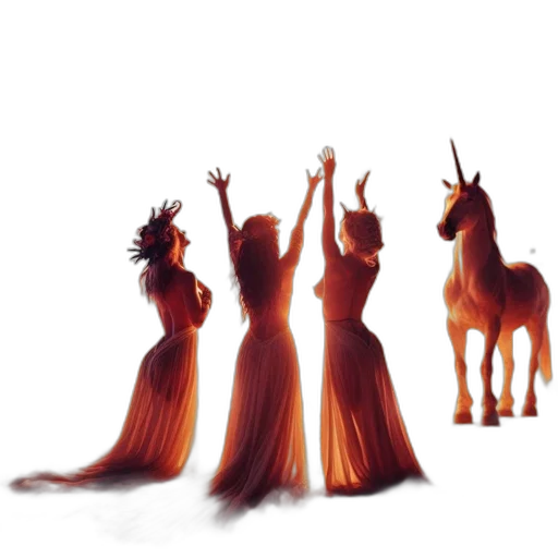 dress, concept art, 3d render, fantasy art, photorealistic, fire, three, women transparent PNG cut-out