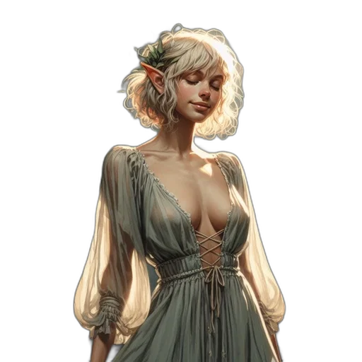 dress, staff, jewelry, crown, concept art, fantasy art, photorealistic, watercolor transparent PNG cut-out