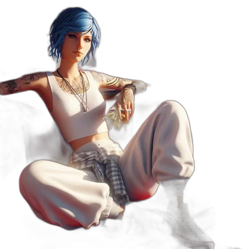 jewelry, concept art, fantasy art, photorealistic, comic book art, blue, pastel, character transparent PNG cut-out