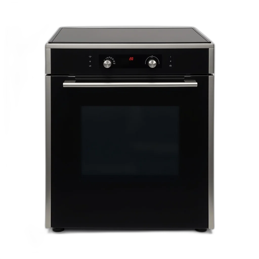 3d render, sleek, modern, black, oven, digital, display, control transparent PNG cut-out