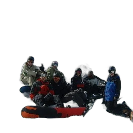 staff, jacket, concept art, snow, group, snowboarders, pose, top transparent PNG cut-out