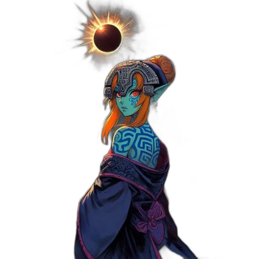 mask, staff, dress, crown, concept art, fantasy art, anime, pixel art transparent PNG cut-out