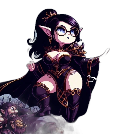 staff, dress, fantasy art, concept art, pixel art, comic book art, dark, monochrome transparent PNG cut-out