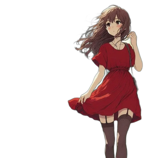 dress, staff, flower, hair, anime, concept art, pixel art, cartoon transparent PNG cut-out