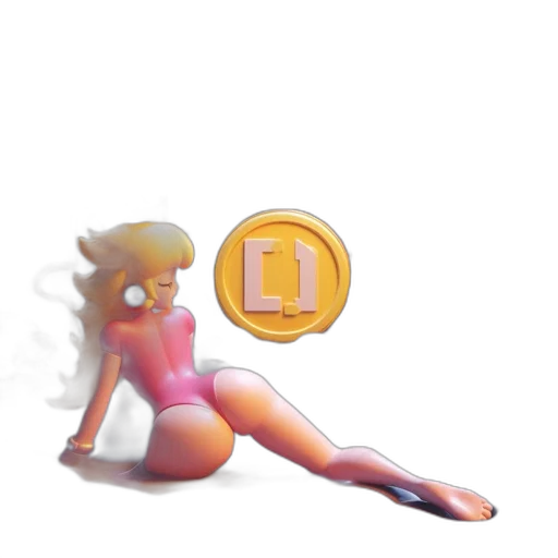 concept art, pixel art, 3d render, cartoon, golden, night, animated, princess transparent PNG cut-out