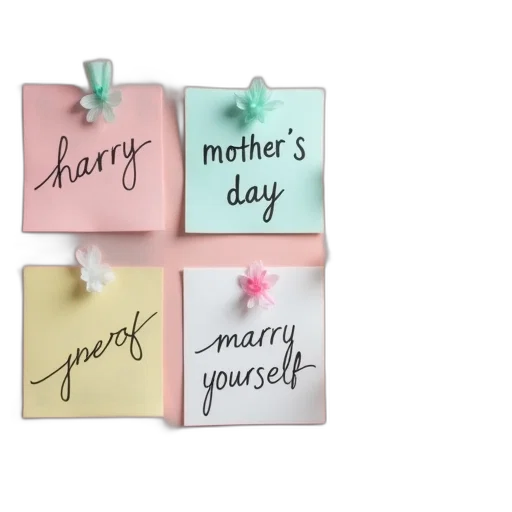 jewelry, pastel, three, stickyboards, say, marry, happy, mother transparent PNG cut-out