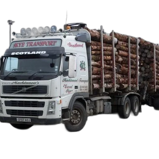large, truck, seye, transport, scotland, loaded, logs transparent PNG cut-out